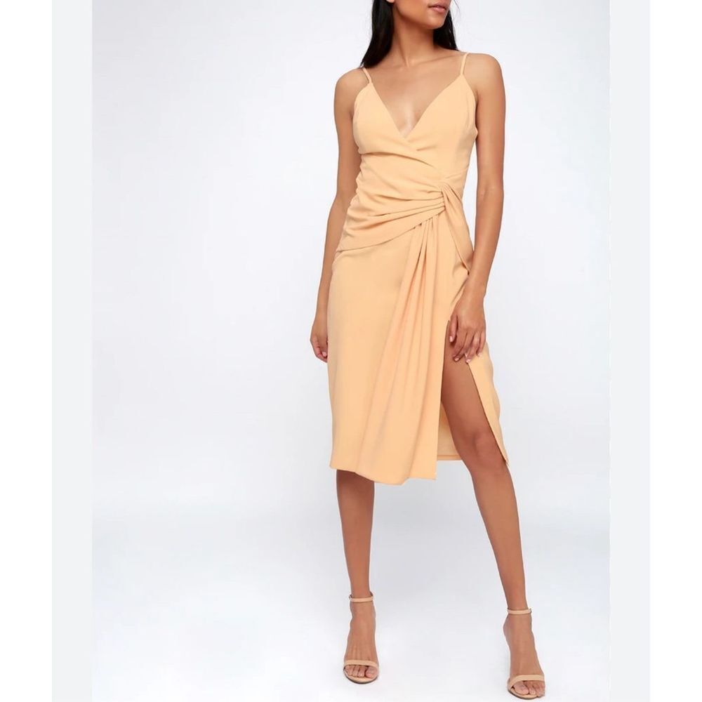 C/MEO collective Enlighten Blush Sleeveless Tie-Front Midi Dress size XS